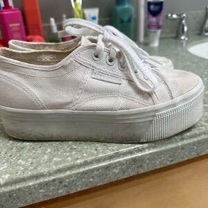 Superga Women's White Platform Sneakers size 5- great condition